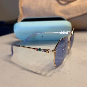Gold and Blue Tous Embellished Sunglasses